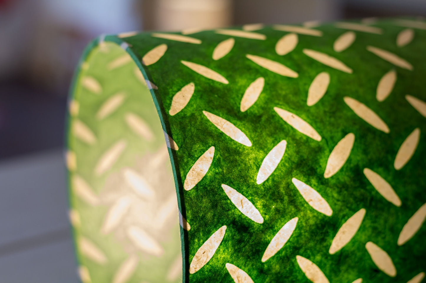 Rectangle Lamp Shade - P96 - Batik Tread Plate Green, 40cm(w) x 20cm(h) x 20cm(d)