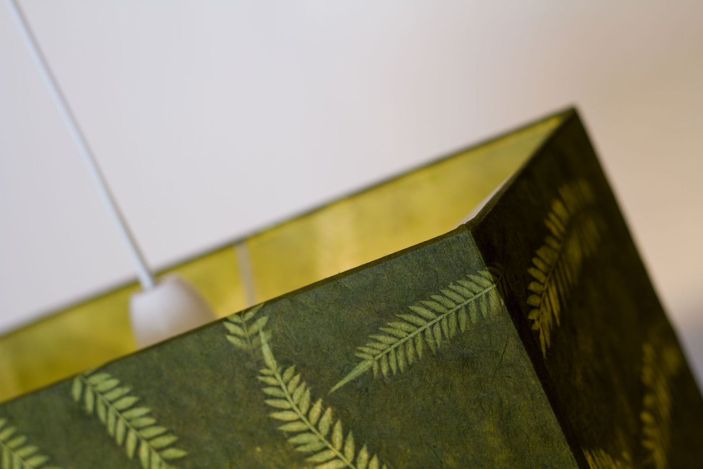 Rectangle Lamp Shade - P27 - Resistance Dyed Green Fern, 30cm(w) x 30cm(h) x 15cm(d)