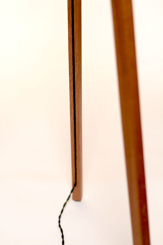 Sapele Tripod Floor Lamp - Brown Lokta Deer Screen Print