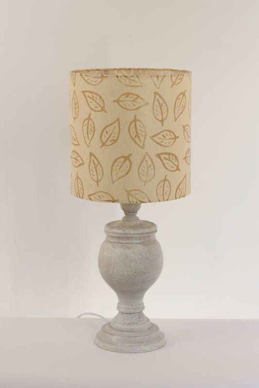 Uthina Table Lamp with 25x25cm Drum Lampshade in P28 ~ Batik Leaf on Natural