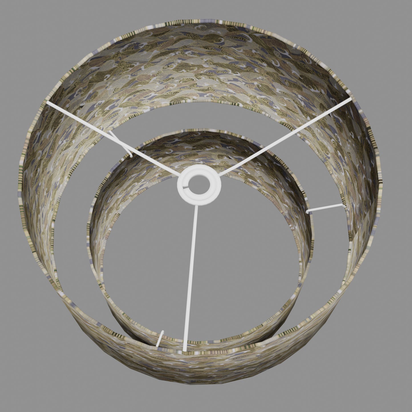 2 Tier Lamp Shade - W03 - Gold Waves on Greys, 40cm x 20cm & 30cm x 15cm