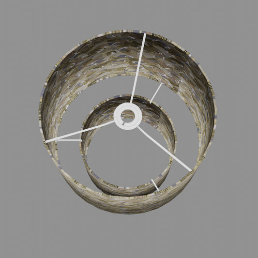 2 Tier Lamp Shade - W03 - Gold Waves on Greys, 30cm x 20cm & 20cm x 15cm