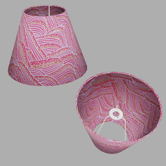 Conical Lamp Shade W04 - Pink Hills with Gold Flowers, 15cm(top) x 30cm(bottom) x 22cm(height)