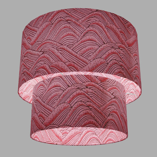 2 Tier Lamp Shade - W04 - Pink Hills with Gold Flowers, 40cm x 20cm & 30cm x 15cm