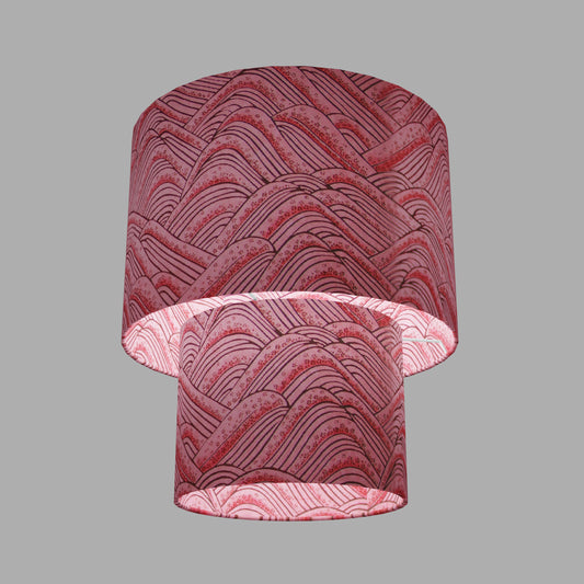 2 Tier Lamp Shade - W04 - Pink Hills with Gold Flowers, 30cm x 20cm & 20cm x 15cm
