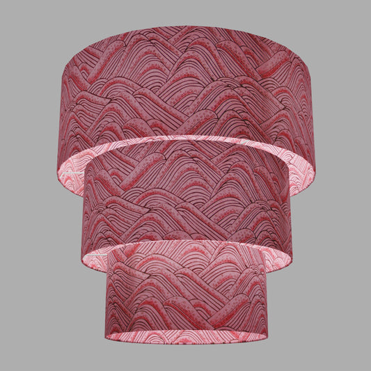 3 Tier Lamp Shade - W04 - Pink Hills with Gold Flowers, 50cm x 20cm, 40cm x 17.5cm & 30cm x 15cm