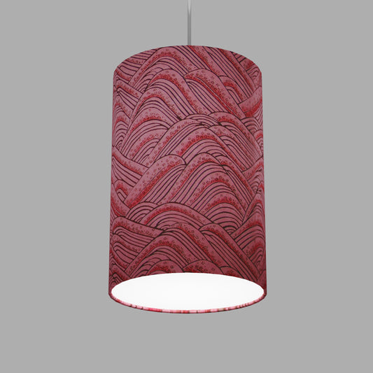 Drum Lamp Shade - W04 ~ Pink Hills with Gold Flowers, 20cm(d) x 30cm(h)