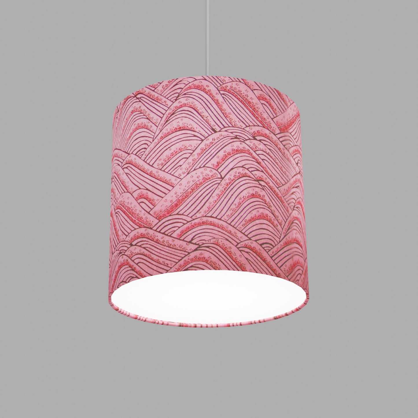 Drum Lamp Shade - W04 - Pink Hills with Gold Flowers, 25cm x 25cm