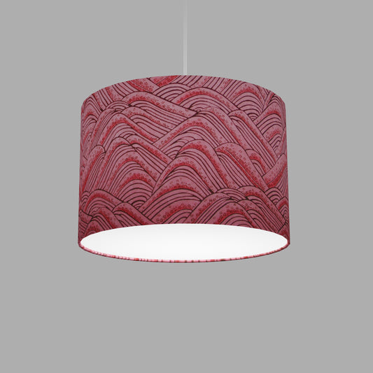 Drum Lamp Shade - W04 ~ Pink Hills with Gold Flowers, 30cm(d) x 20cm(h)