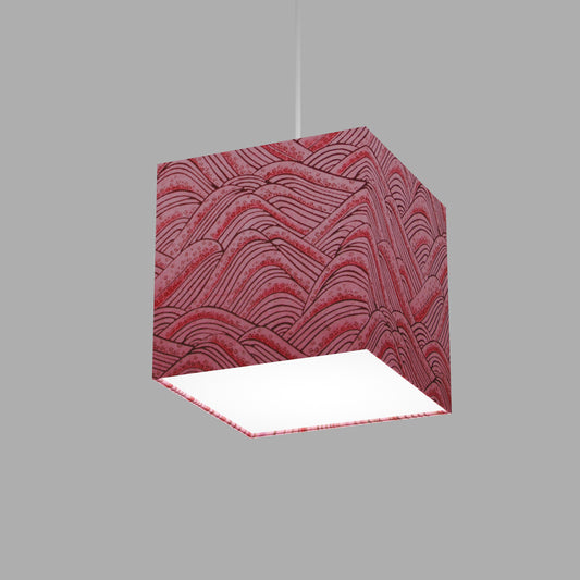 Square Lamp Shade - W04 ~ Pink Hills with Gold Flowers, 20cm(w) x 20cm(h) x 20cm(d)