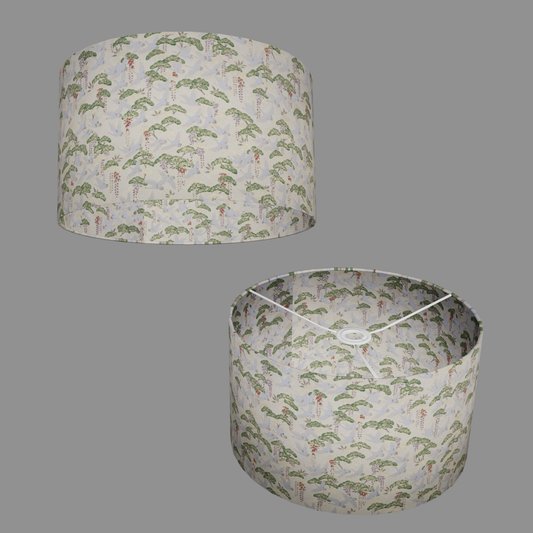 Drum Lamp Shade - W05 ~ Cranes, 35cm(d) x 20cm(h)