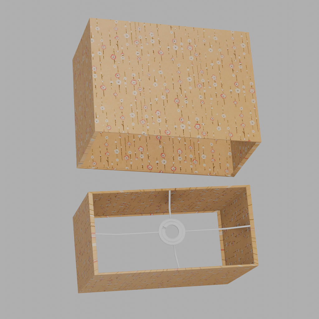 Rectangle Lamp Shade - W07 ~ Peach Daisies, 40cm(w) x 30cm(h) x 20cm(d)