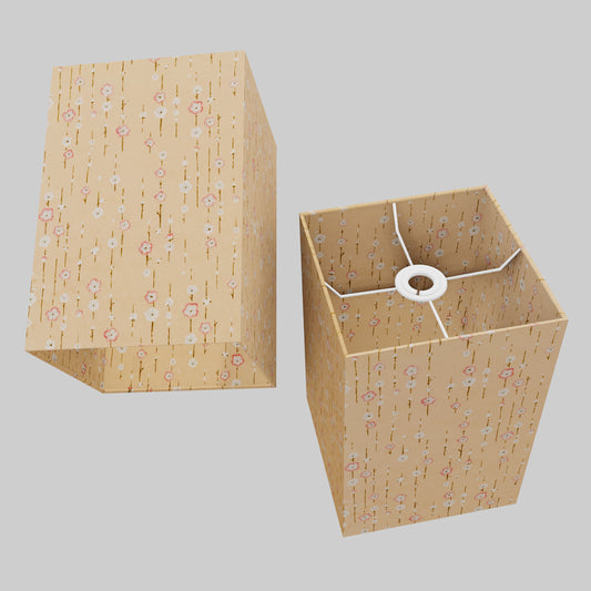 Square Lamp Shade - W07 ~ Peach Daisies, 20cm(w) x 30cm(h) x 20cm(d)