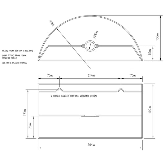 Wall Light - P55 - Black Lokta, 36cm(wide) x 20cm(h) - Imbue Lighting