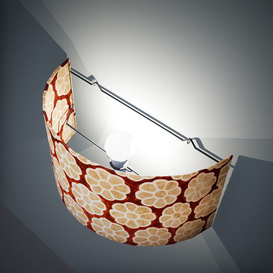 Wall Light - P20 - Batik Big Flower on Brown, 36cm(wide) x 20cm(h) - Imbue Lighting