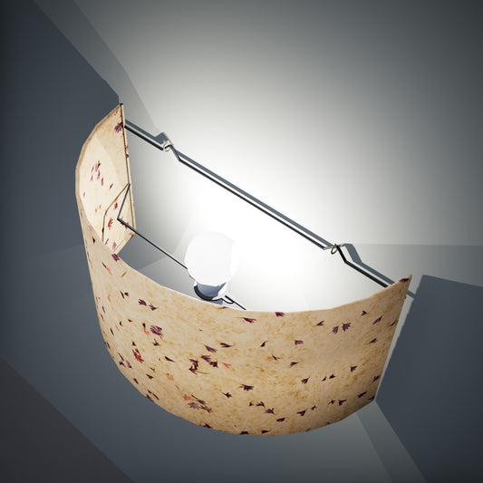 Wall Light - P34 - Cornflower Petals on Natural Lokta, 36cm(wide) x 20cm(h) - Imbue Lighting