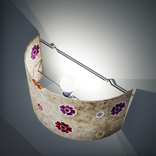 Wall Light - P35 - Batik Multi Flower on Natural, 36cm(wide) x 20cm(h) - Imbue Lighting