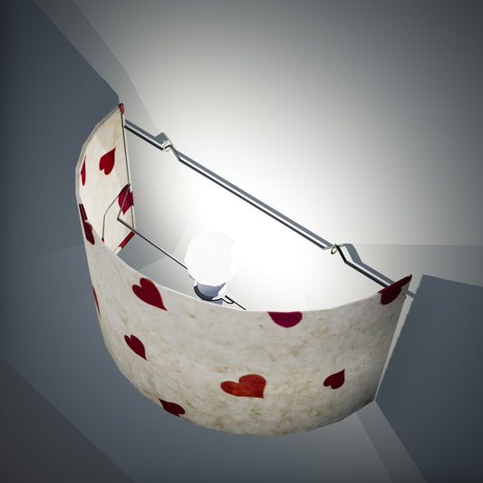 Wall Light - P82 - Hearts on Lokta Paper, 36cm(wide) x 20cm(h)