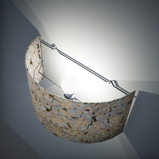 Wall Light - W02 - Pink Cherry Blossom on Grey, 36cm(wide) x 20cm(h) - Imbue Lighting