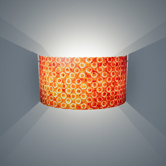 Wall Light - P03 - Batik Orange Circles, 36cm(wide) x 20cm(h) - Imbue Lighting