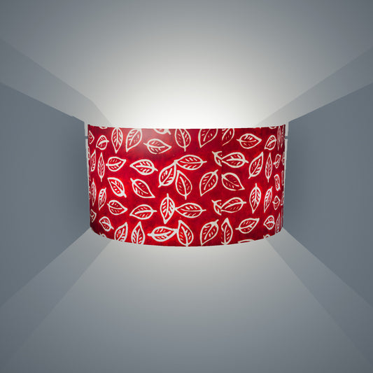 Wall Light - P30 - Batik Leaf on Red, 36cm(wide) x 20cm(h) - Imbue Lighting