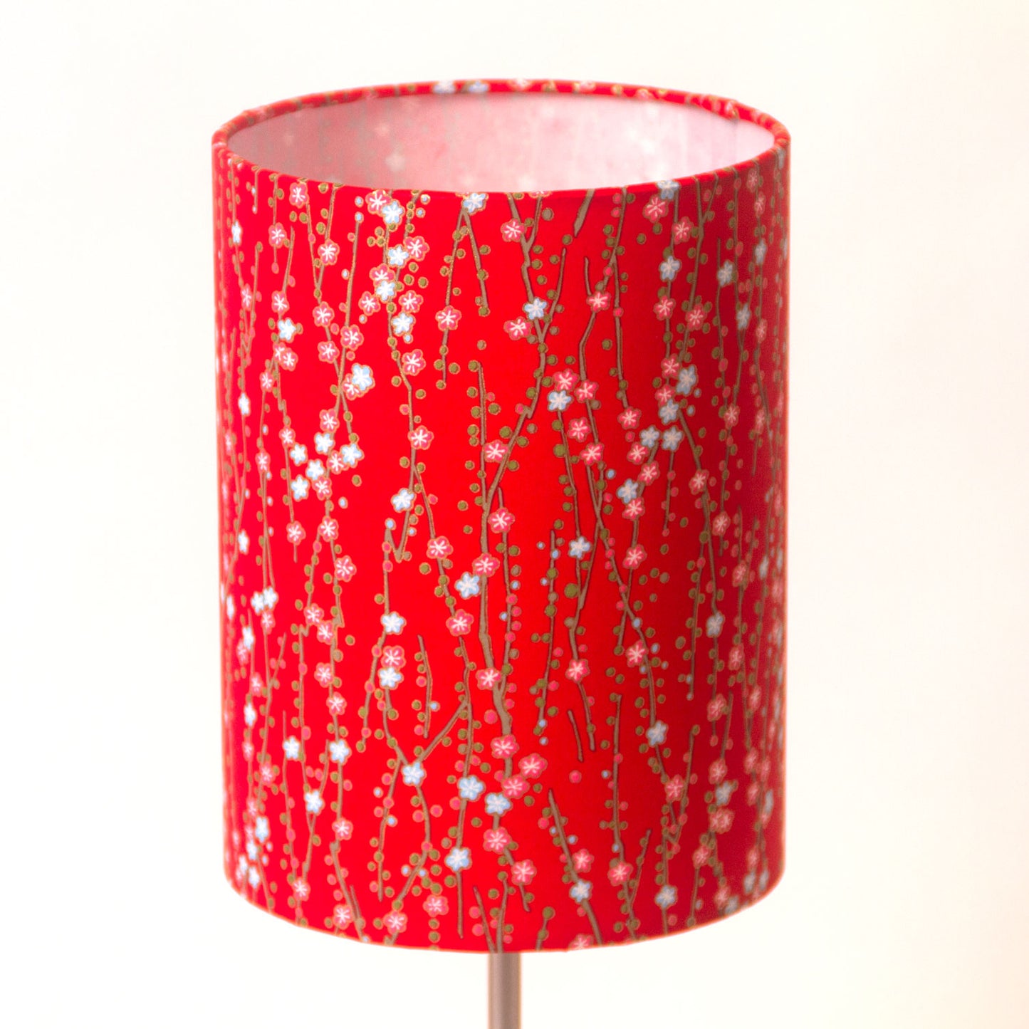 Drum Lamp Shade - W01 - Red Daisies, 25cm x 25cm