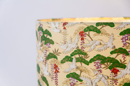 Oval Lamp Shade - W05 - Cranes, 30cm(w) x 20cm(h) x 22cm(d) - Imbue Lighting