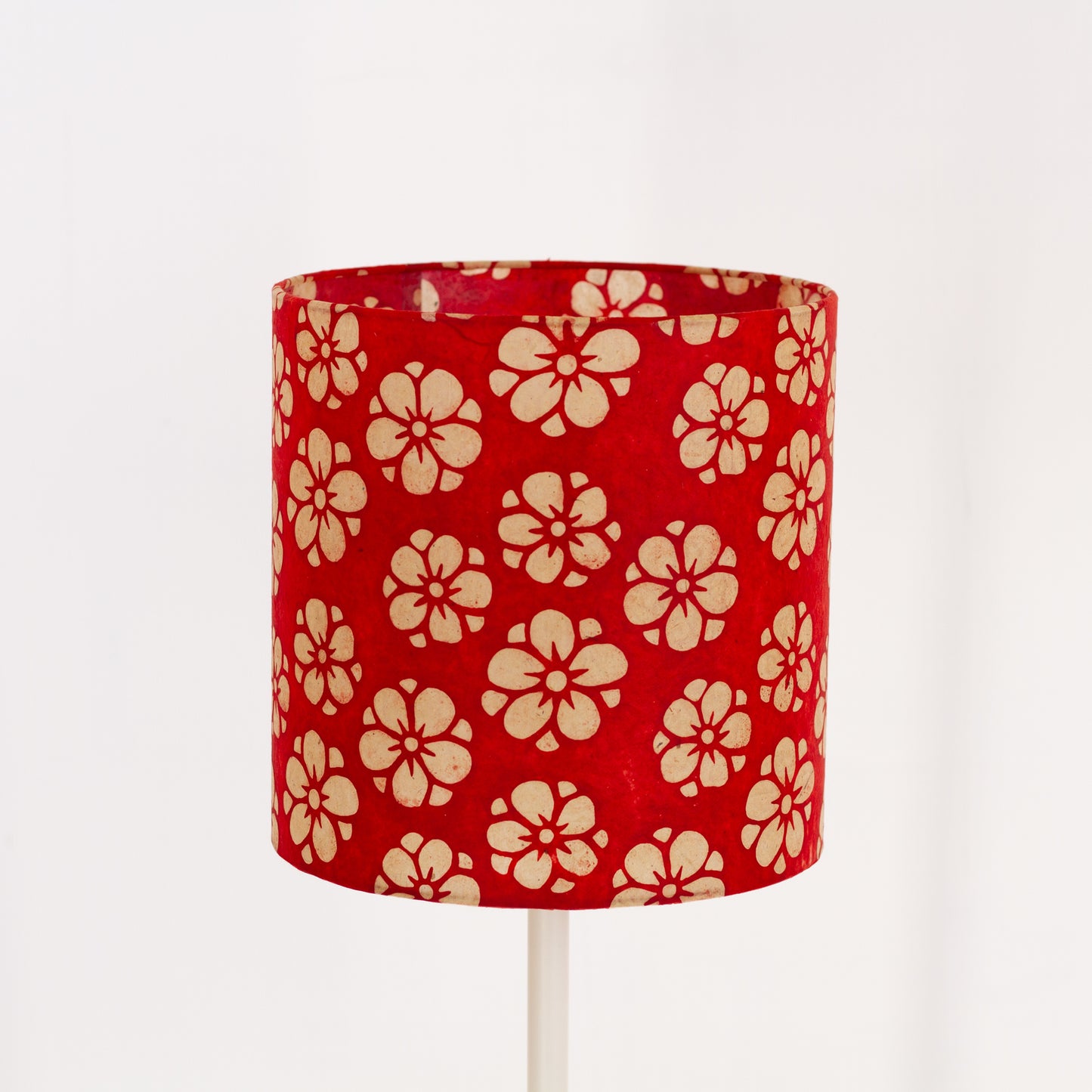 Drum Lamp Shade - P76 - Batik Star Flower Red, 25cm x 25cm