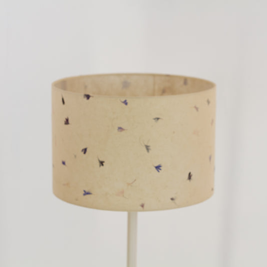 Drum Lamp Shade - P34 - Cornflower Petals on Natural Lokta, 30cm(d) x 20cm(h)
