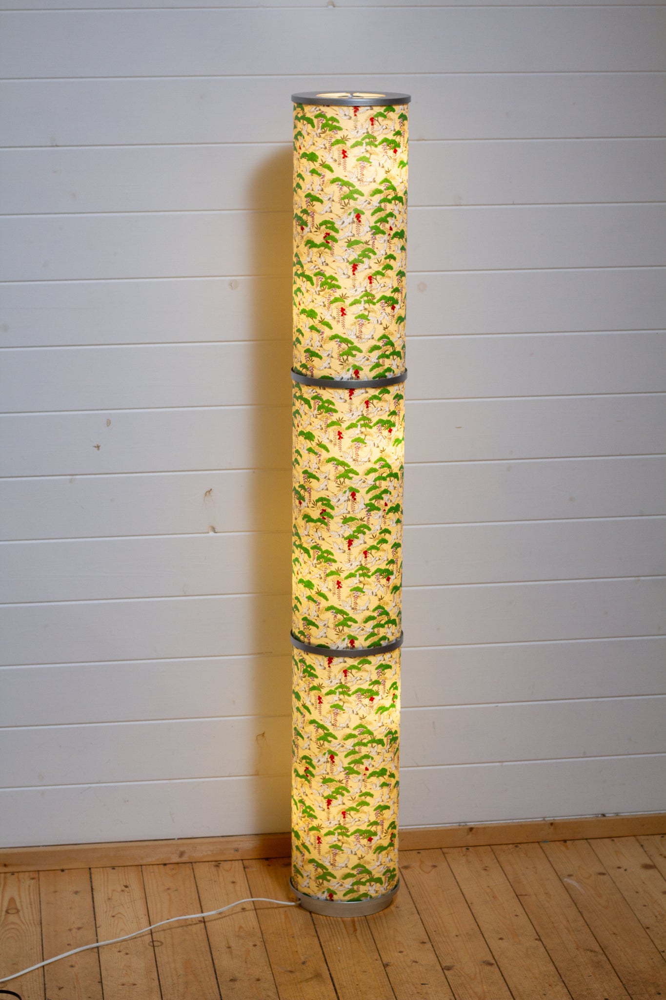 3 Panel Floor Lamp - W05 - Cranes, 20cm(d) x 1.4m(h)