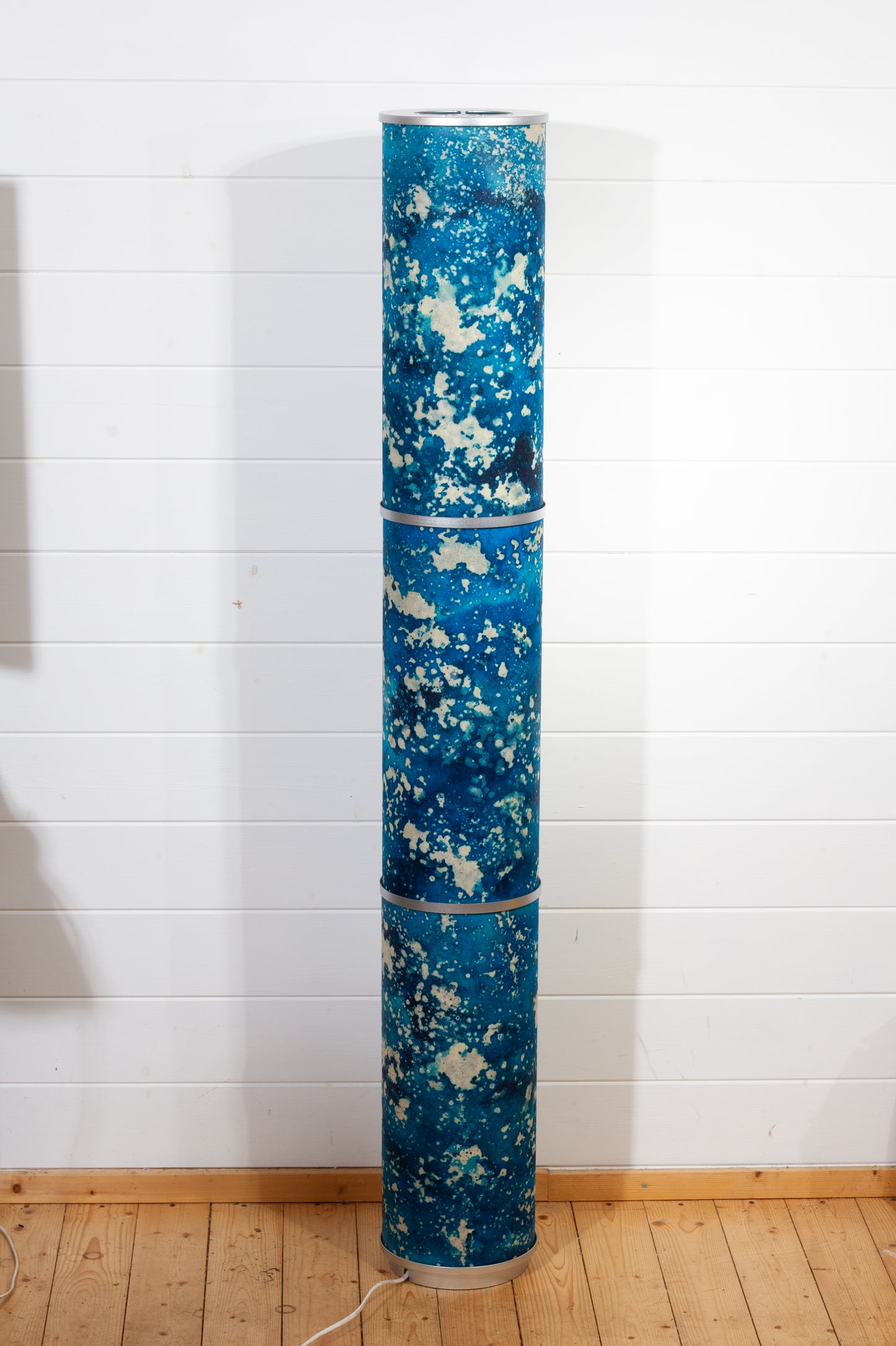 3 Panel Floor Lamp - B113 ~ Batik Ocean Blues, 20cm(d) x 1.4m(h)