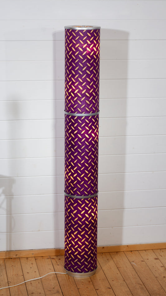 3 Panel Floor Lamp - P13 - Batik Tread Plate Purple, 20cm(d) x 1.4m(h)