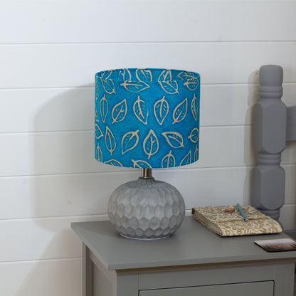 Rola Round Ceramic Table Lamp Base in Grey ~ Drum Lamp Shade 25cm(d) x 20cm(h) B125 ~ Batik Leaf Teal