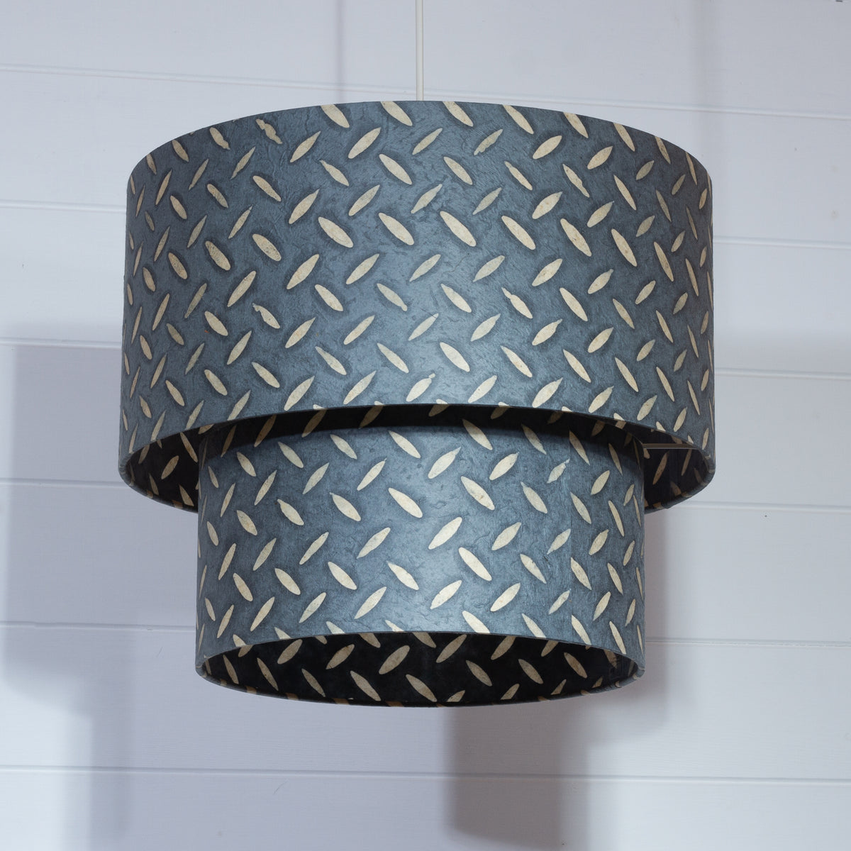 2 Tier Lamp Shade - P88 ~ Batik Tread Plate Grey, 40cm x 20cm & 30cm x 15cm
