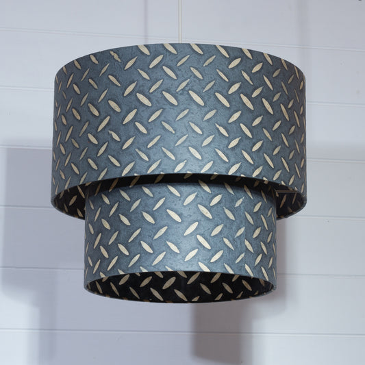 2 Tier Lamp Shade - P88 ~ Batik Tread Plate Grey, 40cm x 20cm & 30cm x 15cm