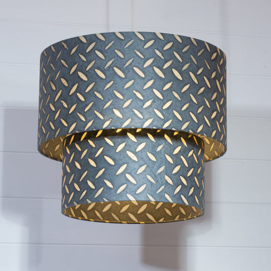 2 Tier Lamp Shade - P88 ~ Batik Tread Plate Grey, 40cm x 20cm & 30cm x 15cm