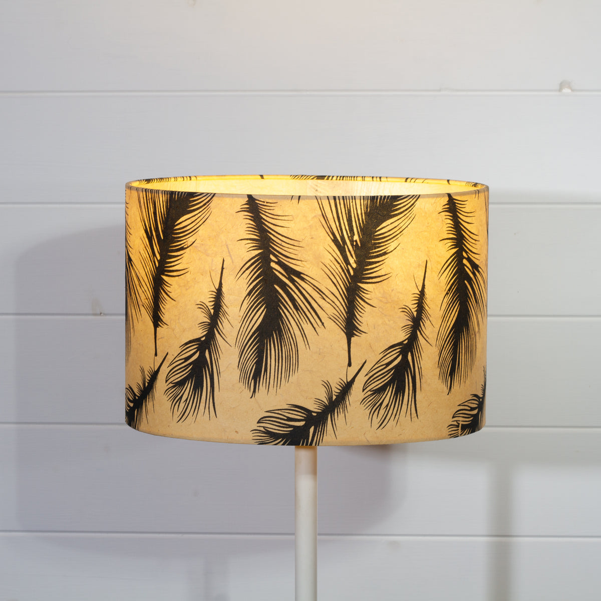 Oval Lamp Shade - B102 - Black Feather, 30cm(w) x 20cm(h) x 22cm(d)