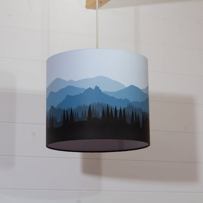 Landscape #4 Print Drum Lamp Shade 30cm(d) x 25cm(h) - Blue