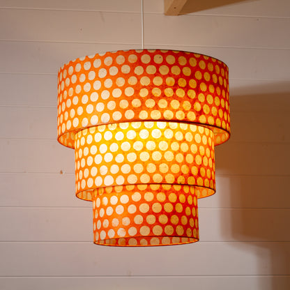 3 Tier Lamp Shade - B110 ~ Batik Dots on Orange 50cm x 20cm, 40cm x 17.5cm & 30cm x 15cm