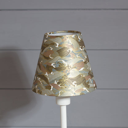 Clip on Lamp Shade - Short - W03 ~ Gold Waves on Greys