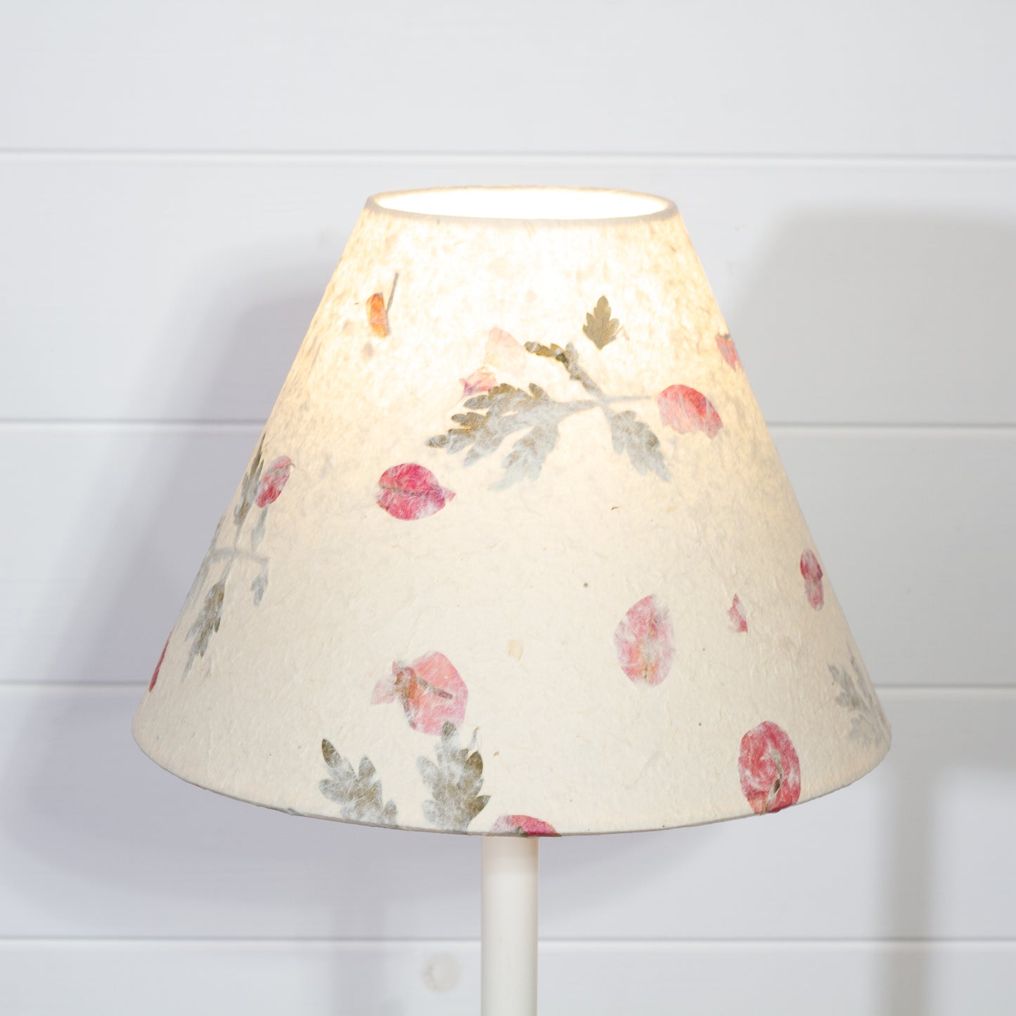 Conical Lamp Shade B142 ~ Leaves and Flowers, 10cm(top) x 25cm(bottom) x 17.5cm(height)