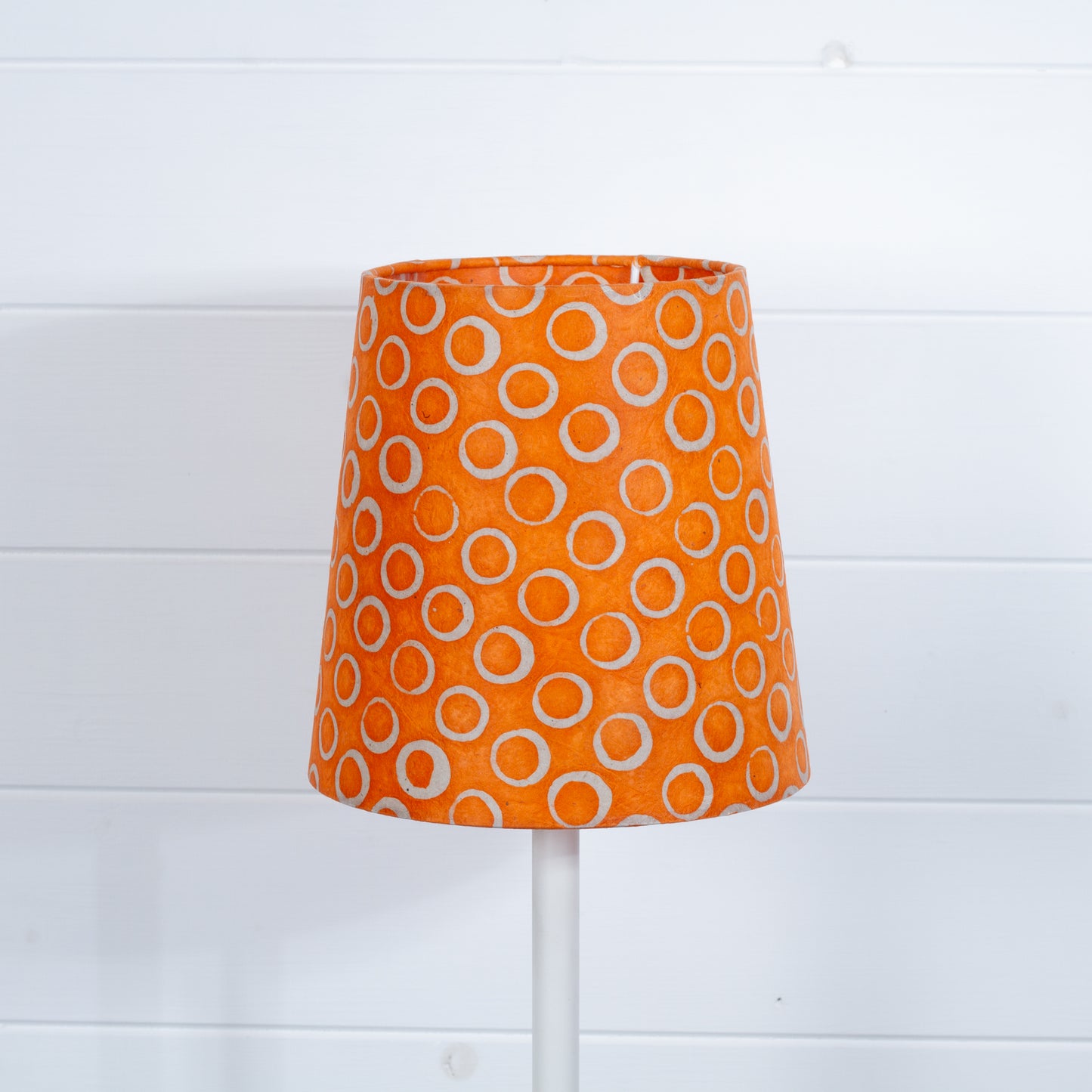 Conical Lamp Shade P03 - Batik Orange Circles, 15cm(top) x 20cm(bottom) x 20cm(height)