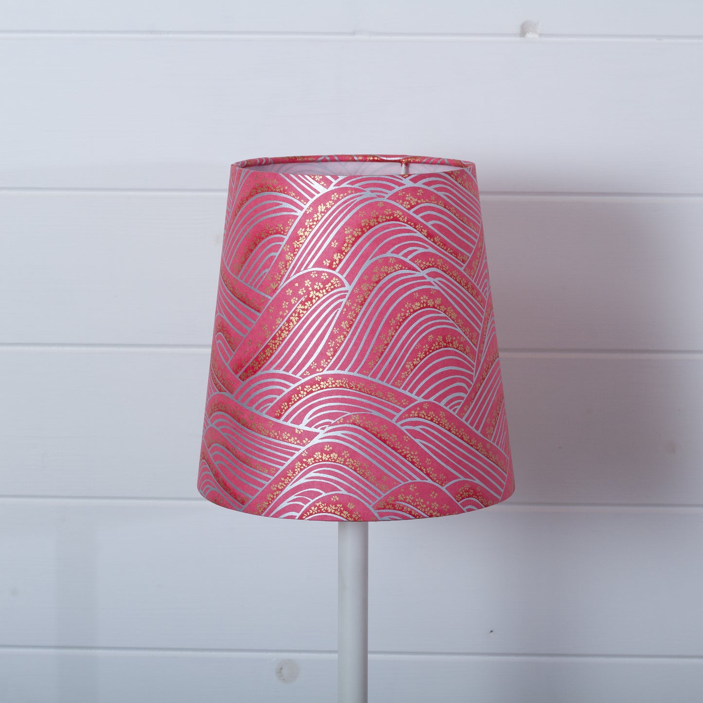 Conical Lamp Shade W04 - Pink Hills with Gold Flowers, 15cm(top) x 20cm(bottom) x 20cm(height)
