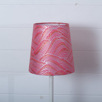 Conical Lamp Shade W04 - Pink Hills with Gold Flowers, 15cm(top) x 20cm(bottom) x 20cm(height)