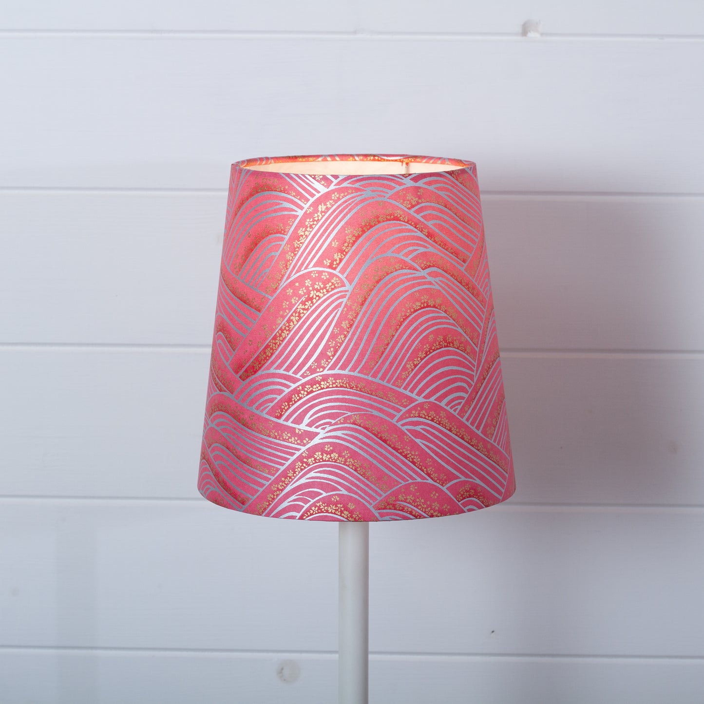 Conical Lamp Shade W04 - Pink Hills with Gold Flowers, 15cm(top) x 20cm(bottom) x 20cm(height)