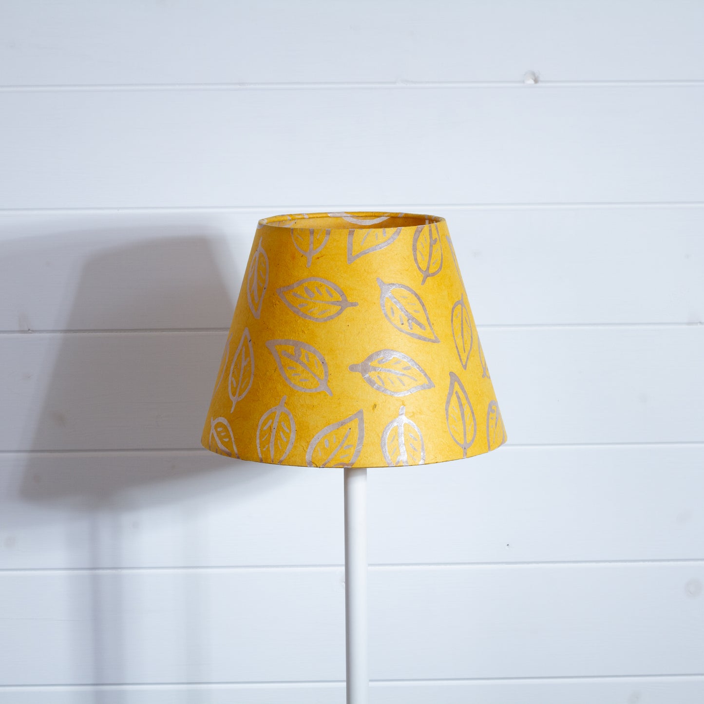 Conical Lamp Shade B107 ~ Batik Leaf Yellow, 15cm(top) x 25cm(bottom) x 18cm(height)
