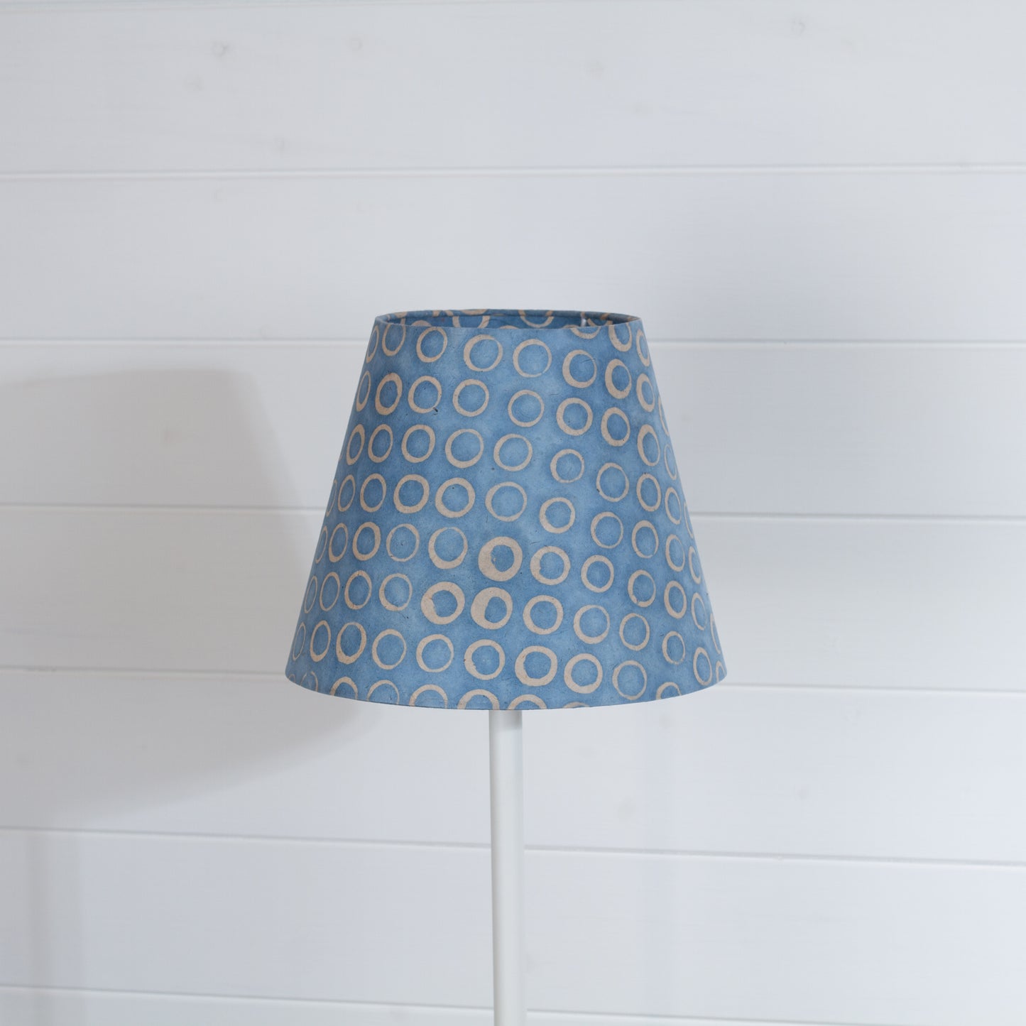 Conical Lamp Shade P72 - Batik Blue Circles, 15cm(top) x 25cm(bottom) x 20cm(height)