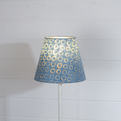Conical Lamp Shade P72 - Batik Blue Circles, 15cm(top) x 25cm(bottom) x 20cm(height)