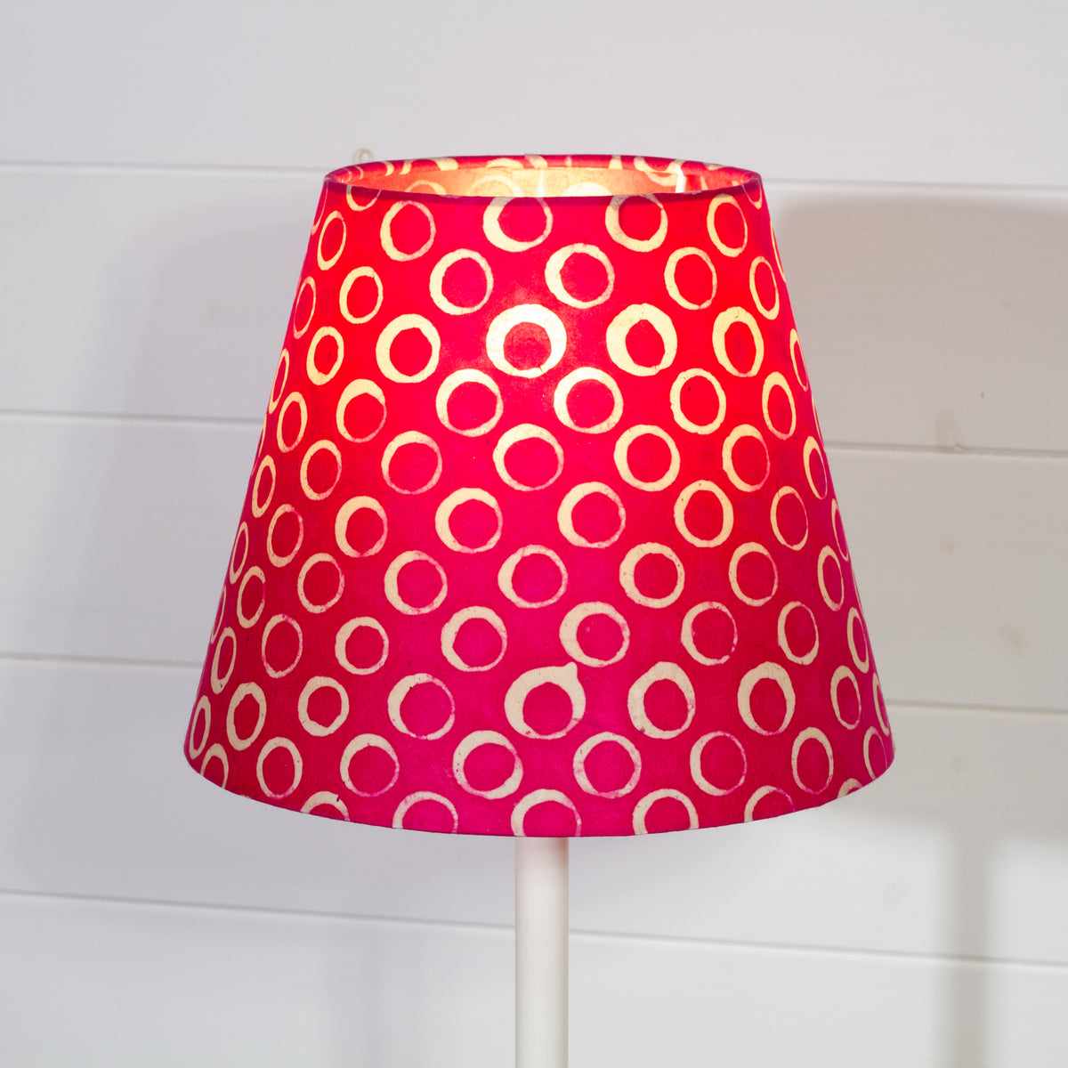Conical Lamp Shade B140 ~ Batik Circles Hot Pink, 15cm(top) x 25cm(bottom) x 20cm(height)