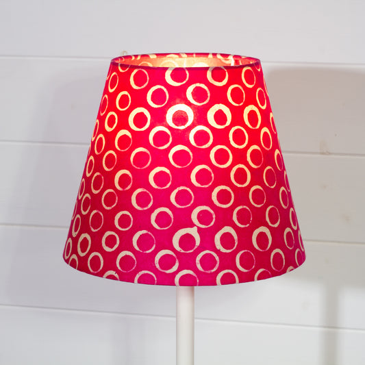 Conical Lamp Shade B140 ~ Batik Circles Hot Pink, 15cm(top) x 25cm(bottom) x 20cm(height)
